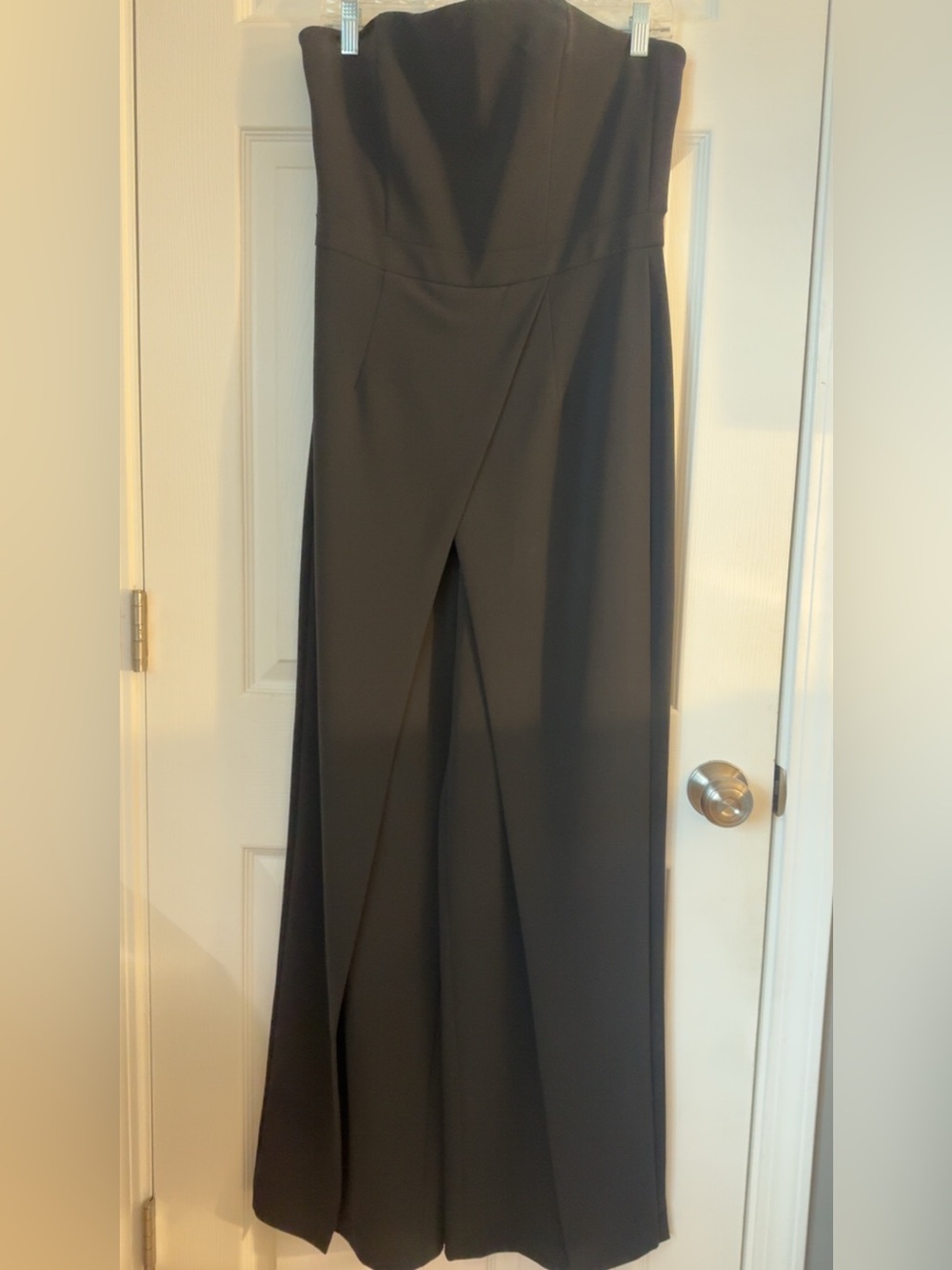 White House Black Market Black Strapless Wide Leg Jumpsuit Size 8